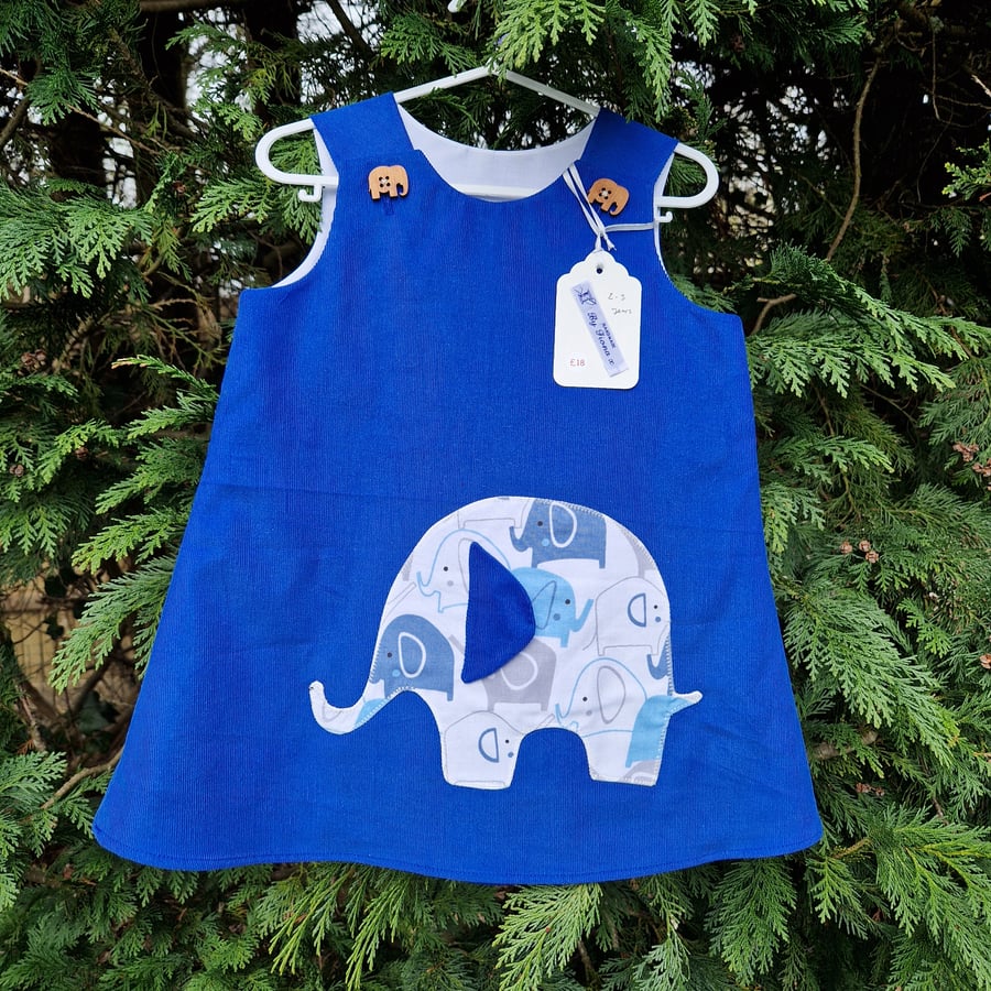Age: 2-3yr Royal Blue Elephant Needlecord dress. 