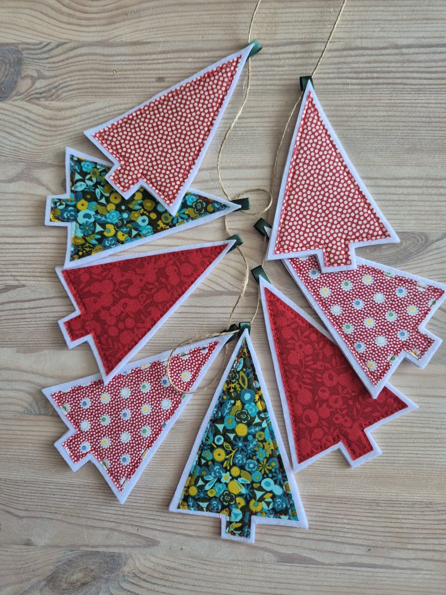 Liberty Fabric Tilda Christmas Trees Bunting
