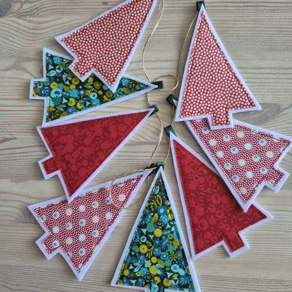 Liberty Fabric Tilda Christmas Trees Bunting