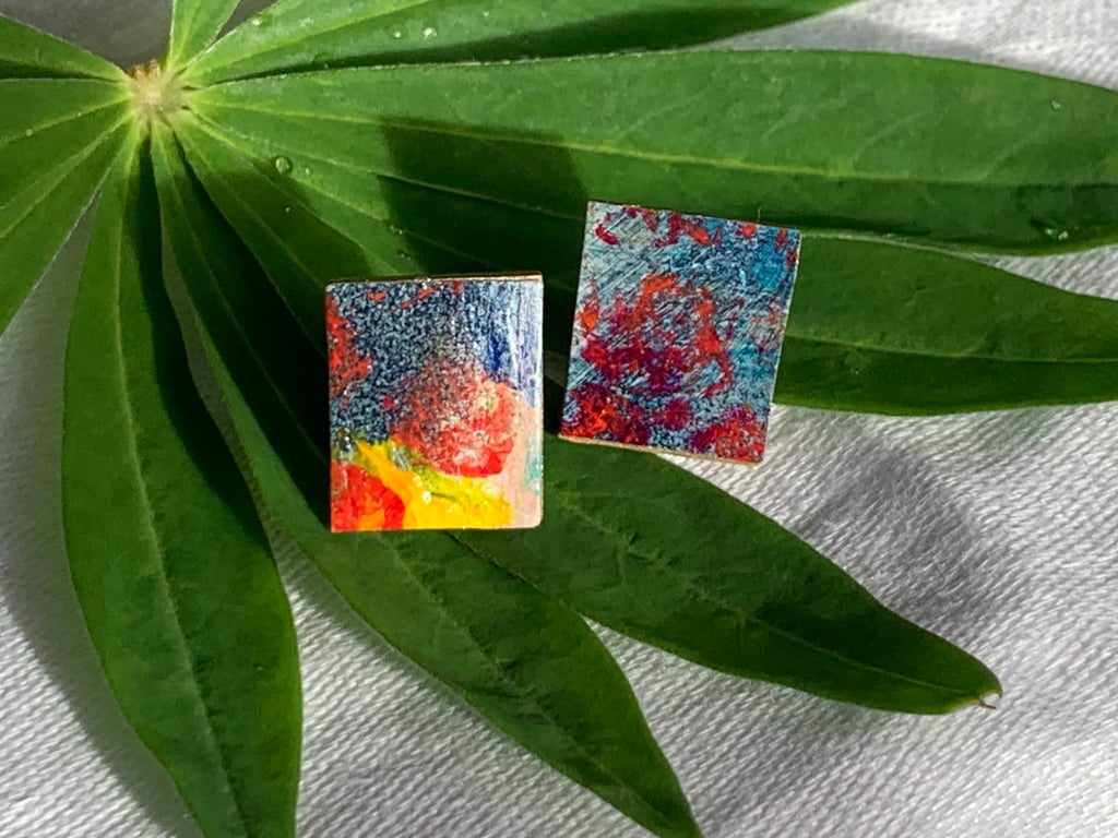 Autumn Lights, Stainless Steel Post Earrings.