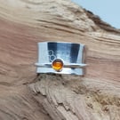 Amber Honeycomb Sterling Silver Spinner Ring