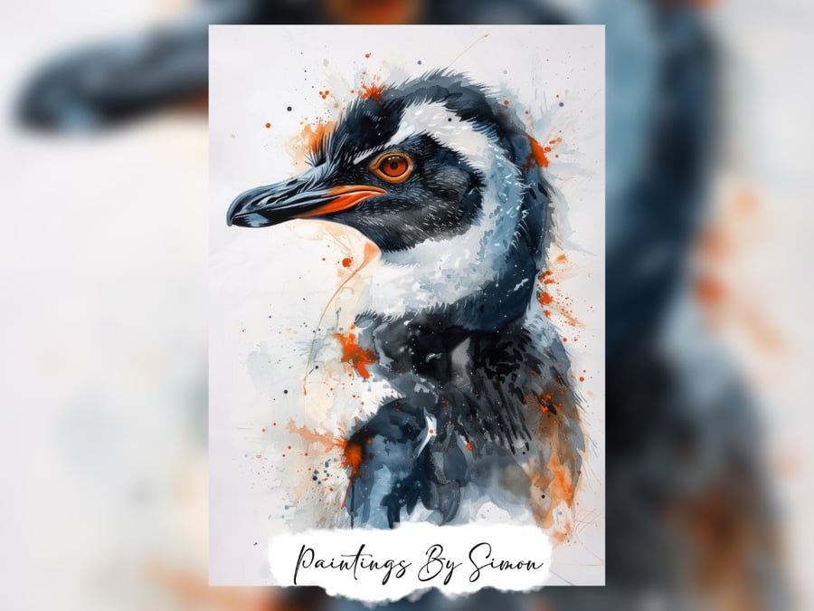Vivid Expressive Bird Portrait, Watercolor Painting Print 5"x7" on Matte Paper