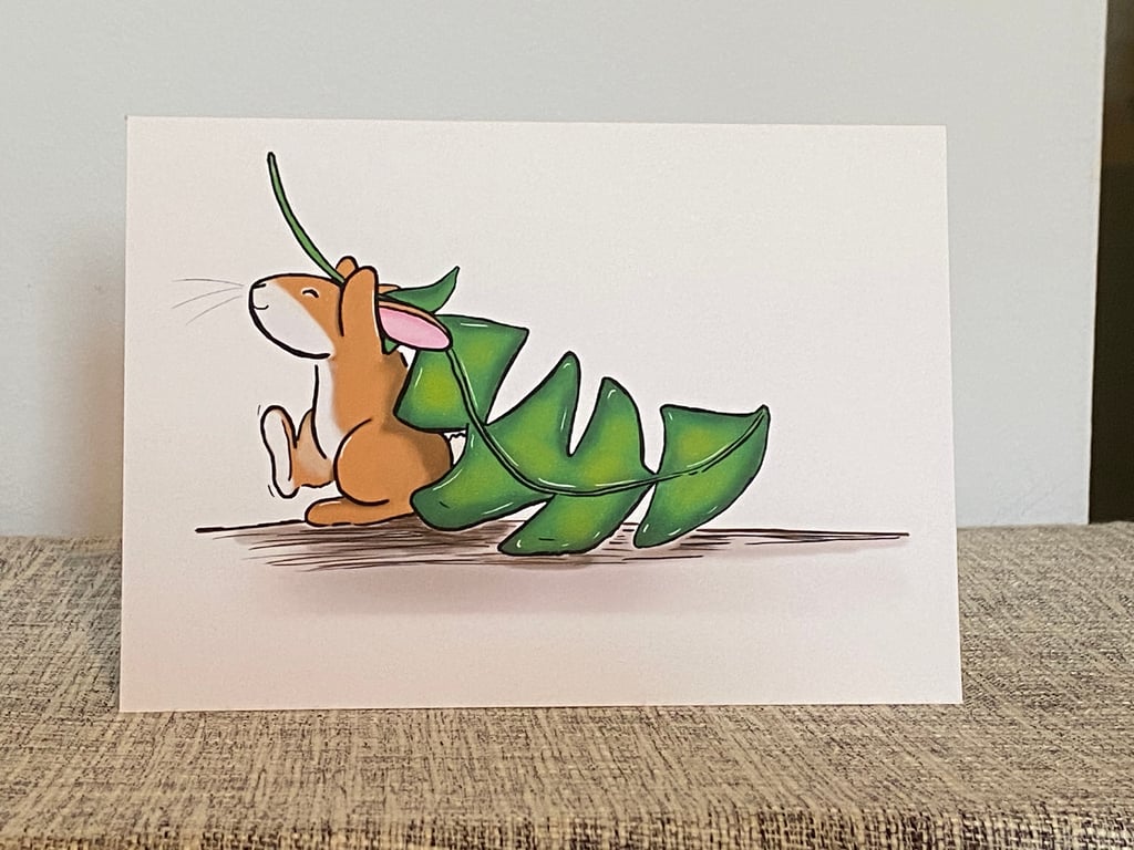 Dandelion bunny greetings card