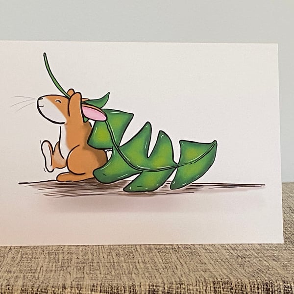 Dandelion bunny greetings card