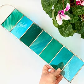 Stained Glass Large Garden Hanger - Handmade Hanging Decoration - Aqua