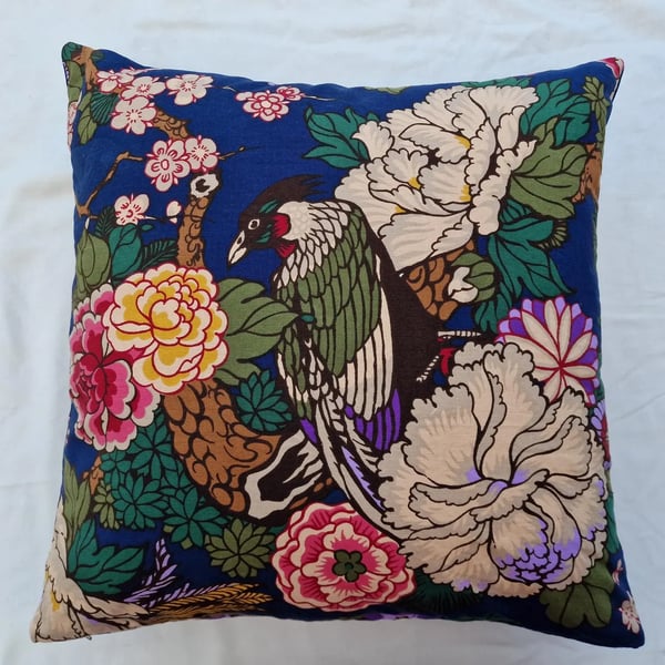 Handmade Liberty of London "Exotic Bird" cotton velvet scatter cushion cover 