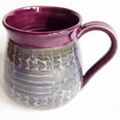 Mug Patterned Purple and Grey Glazed  - Dishwasher and Microwave Safe 