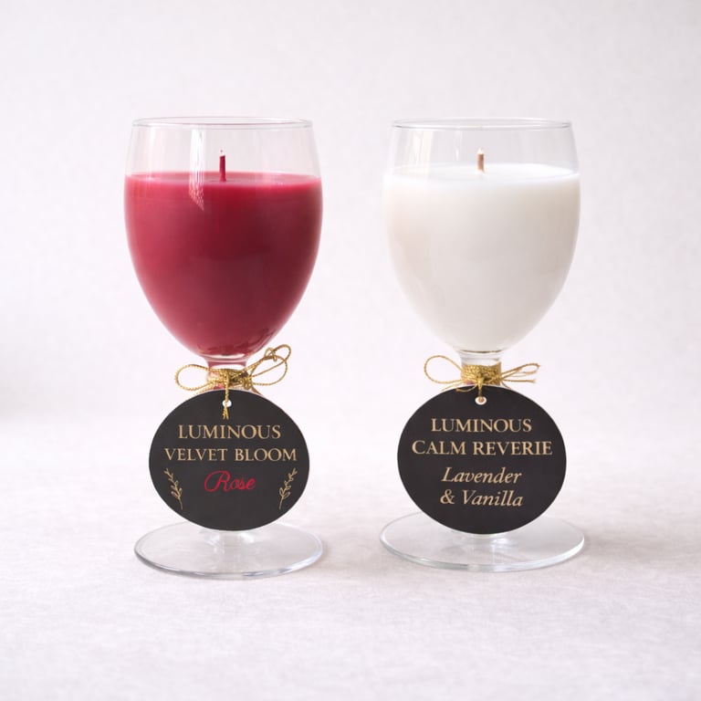 Rose & Lavender Vanilla Candle Duo – Luxury Gift Set in Wine Goblets
