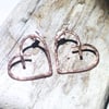 Hammered Copper Heart Stud Earrings - UK Free Post
