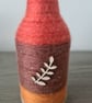 Handmade Autumn Yarn Wrapped Glass Bottle Vases - Set of 2 - Rustic Leaf Detail - Image 3