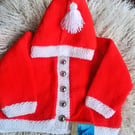 Red Hoody  handknitted to fit baby 3 to 6 months
