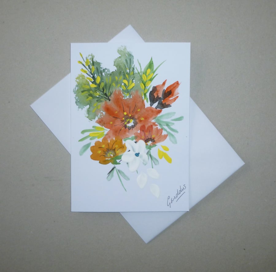original hand painted greetings card ( ref FA 654 G2 )