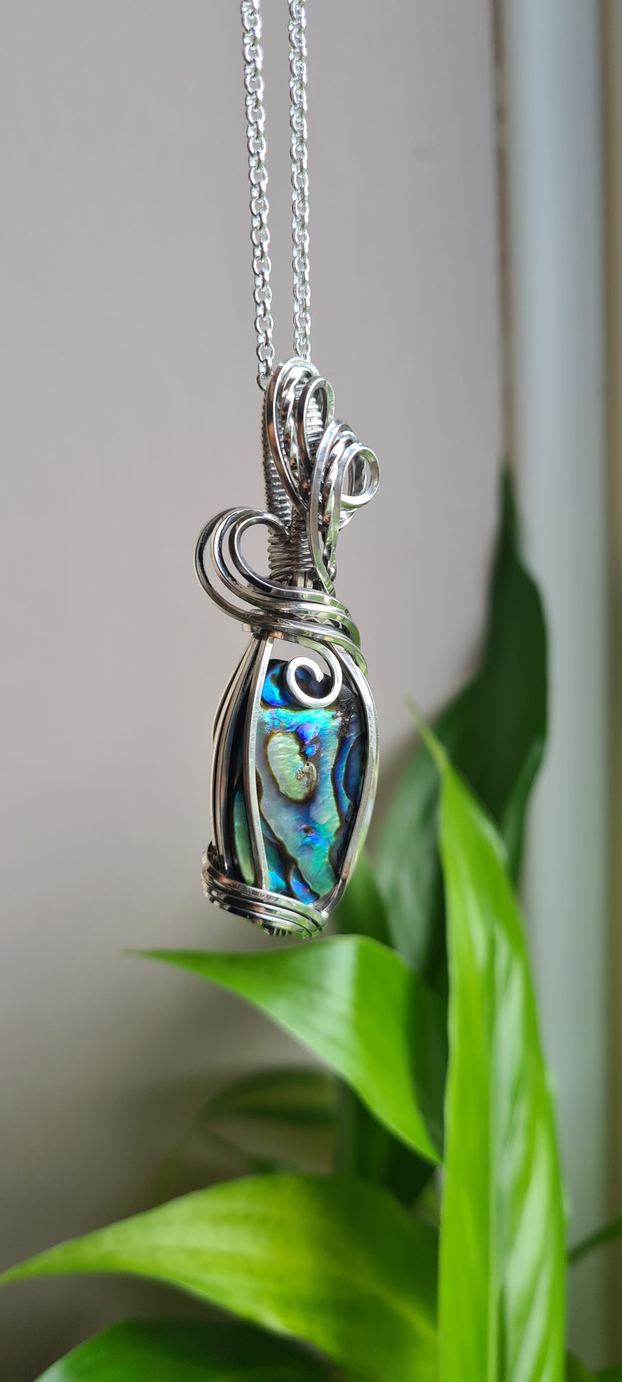 Handmade Natural Abalone Shell 925 Silver Necklace Pendant Gift Boxed Jewellery