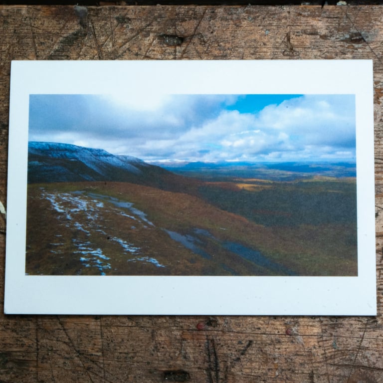 Light Snow in the Black Mountains, A6 Greetings Card Mountain Landscape Photo