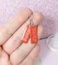 Bright red dangle earrings, minimalist bright drop earrings - Image 2