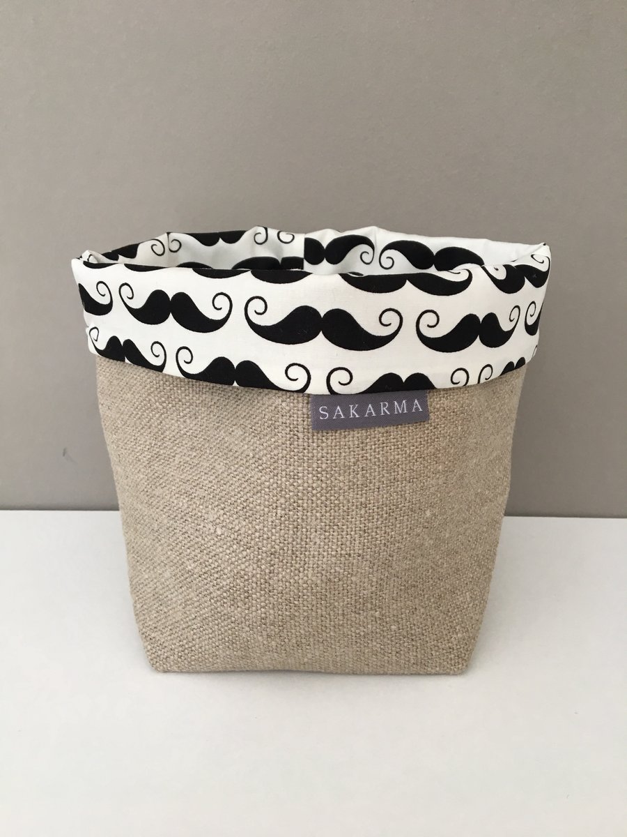 Fabric storage bag - Moustache