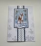  CHRISTMAS CARDS,( pack of 4, large ) Deer . Nature . Traditional. Red, gold. - Image 2