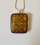 Sparkly gold patterned fused glass pendant - Image 7