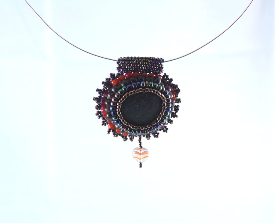 Pendant Red Brown Sea Glass 