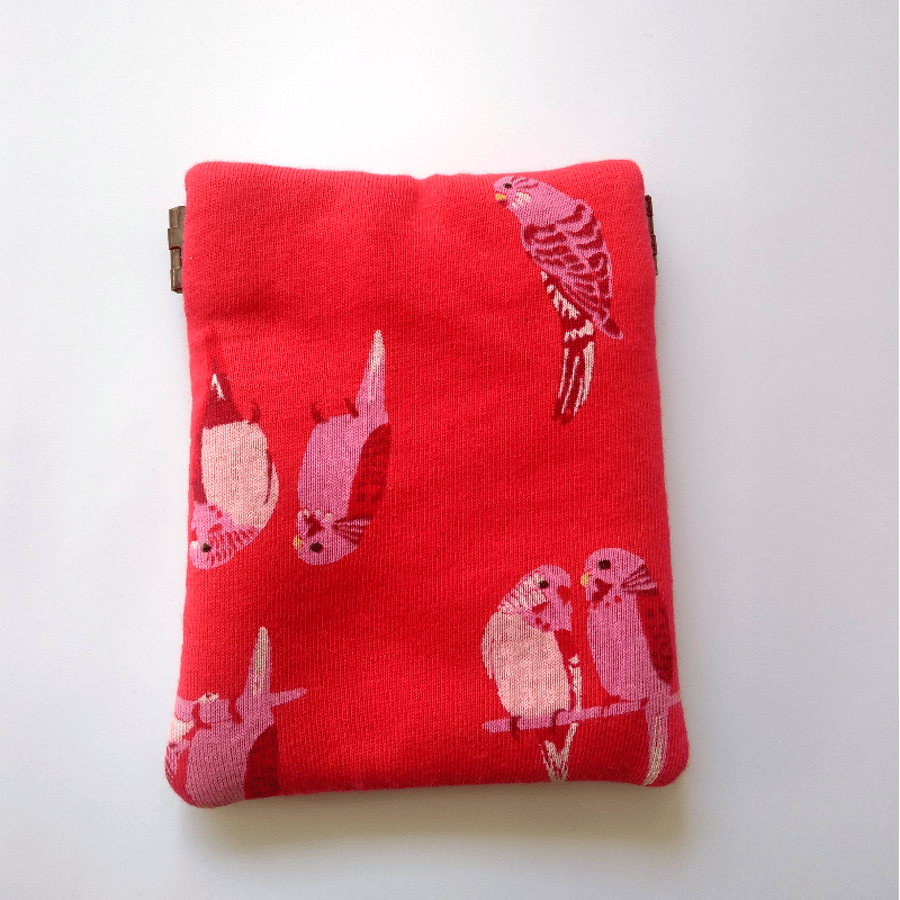 Small red budgie pouch for coins or earbuds