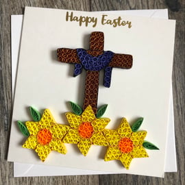 Handmade quilled Easter card cross