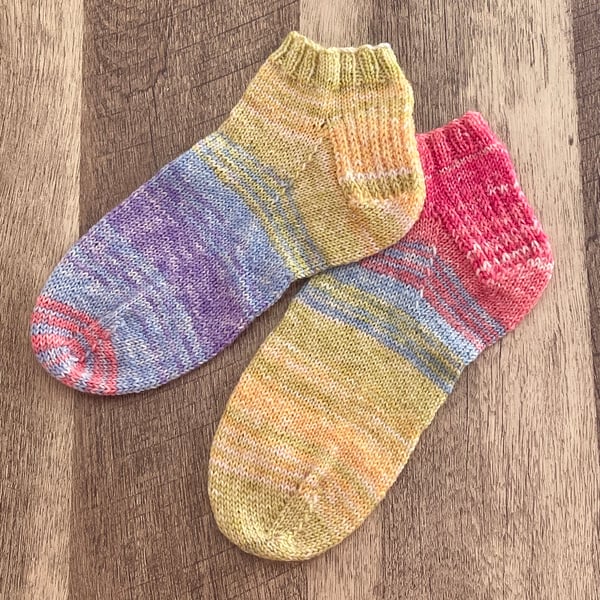 Hand Knitted Odd Socks in Sunrise Colours
