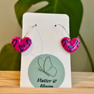 Pink Hearts Hoop Earrings 