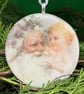 Handcrafted Christmas Card with Artisan Fused Glass Baby with Santa Tree 