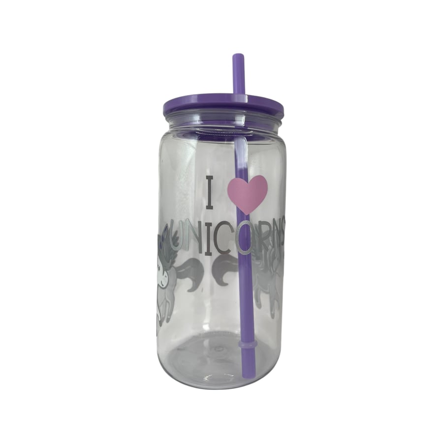 I Love Unicorns Plastic Cup
