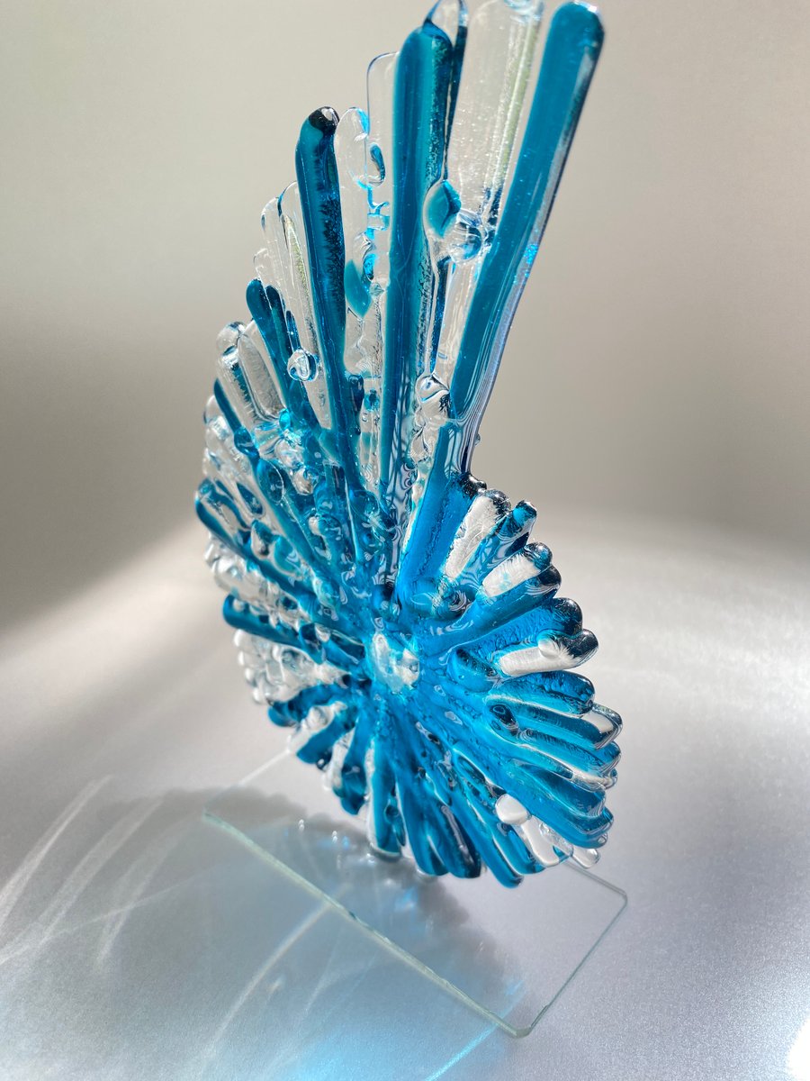 Fused glass ammonite ornament