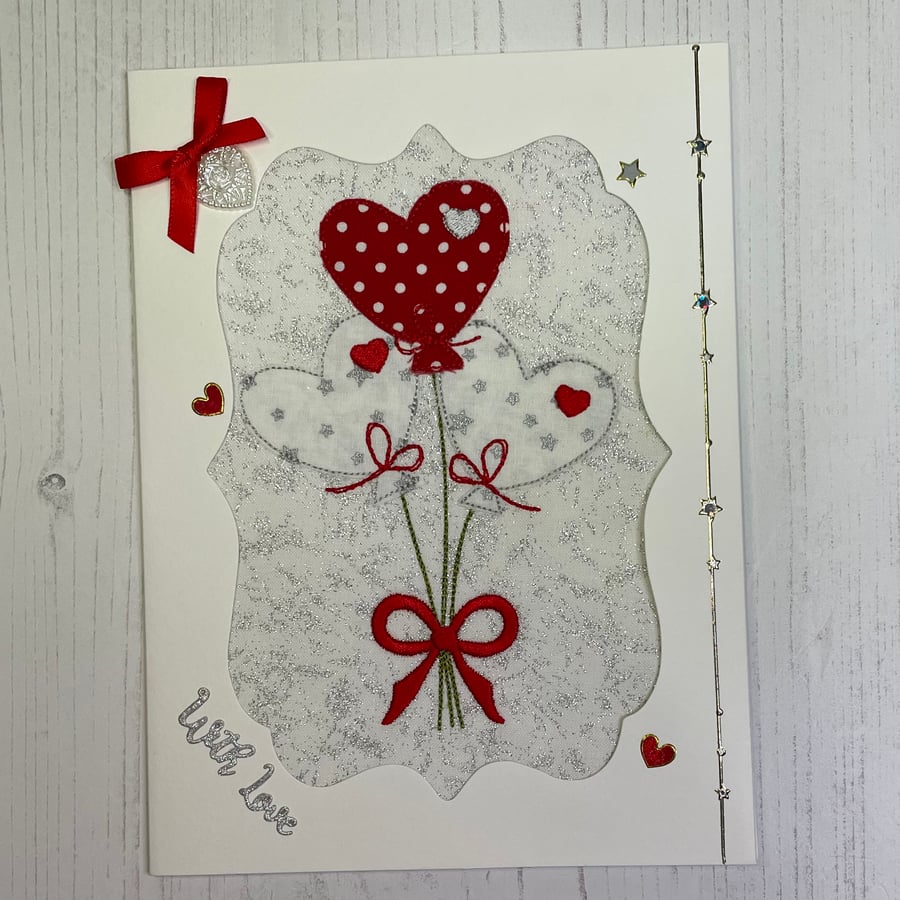 Valentines, With Heart Balloons Greeting Card PB1