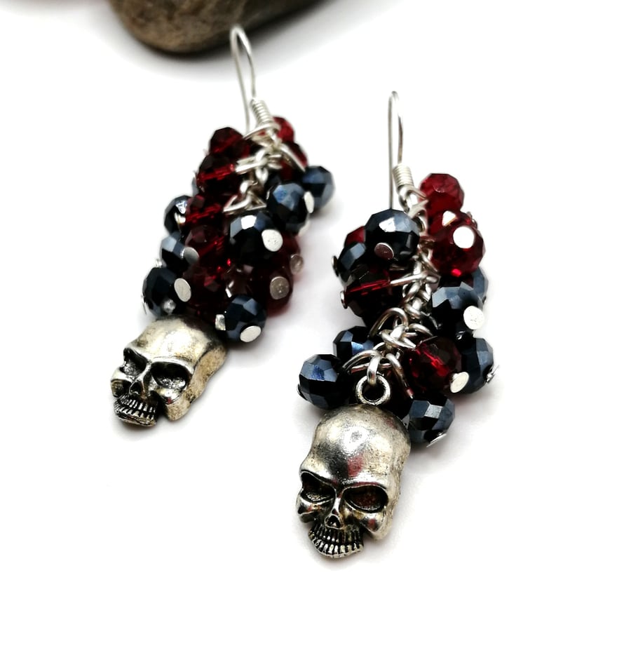 Red and Black Skull Earrings