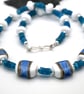 lampwork glass and apatite beaded necklace