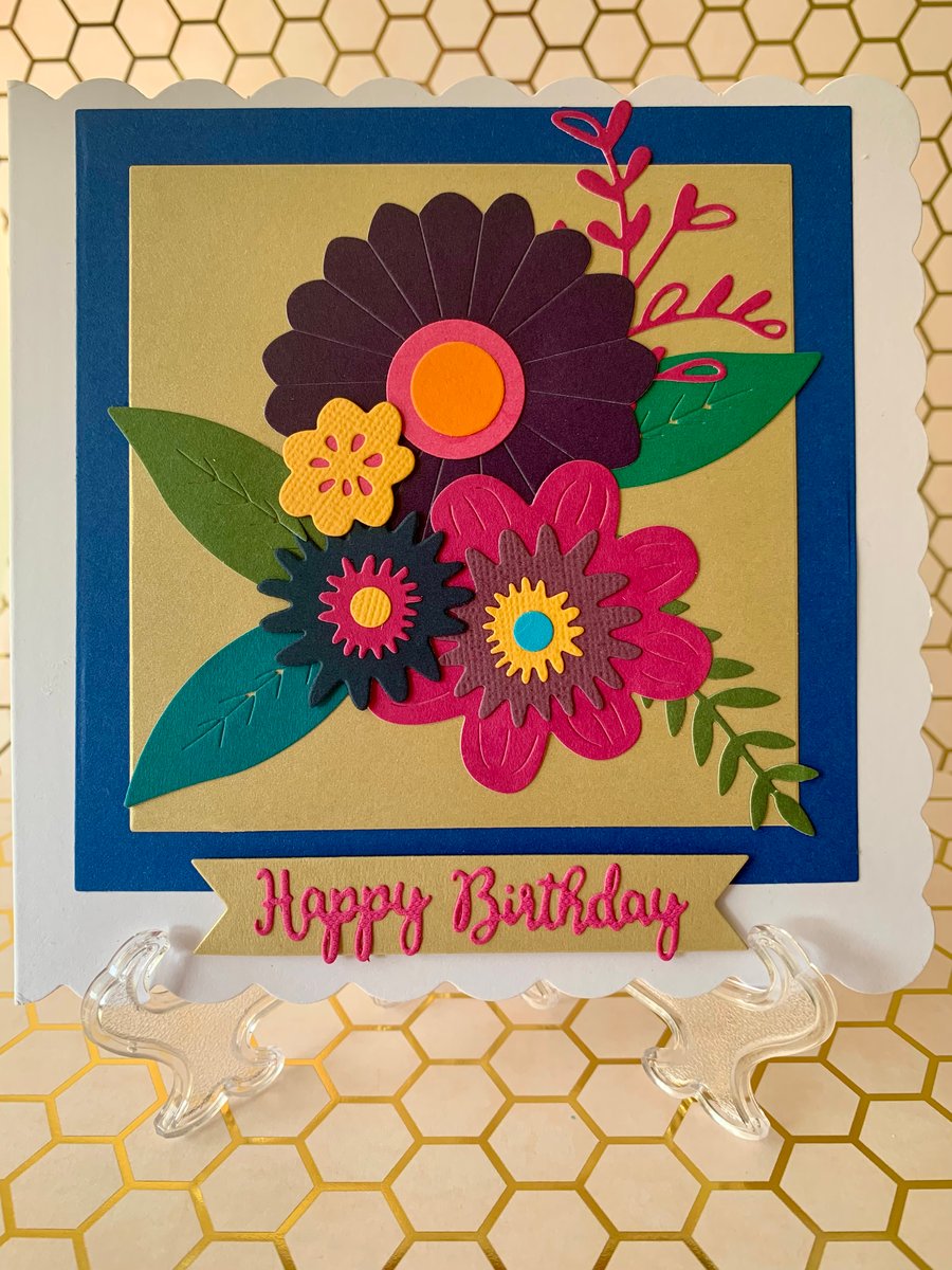 Handmade Flower Power Happy Birthday Card