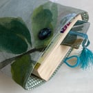 Book sleeve and bookmark. Gift for book-lover. Leaves and bird