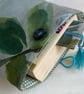 Book sleeve and bookmark. Gift for book-lover. Leaves and bird