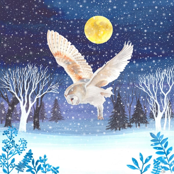 Owl Handmade Christmas Card