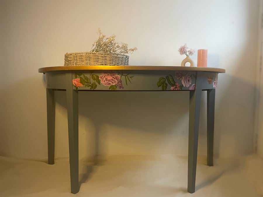 Half Moon Floral Hand Painted Table 
