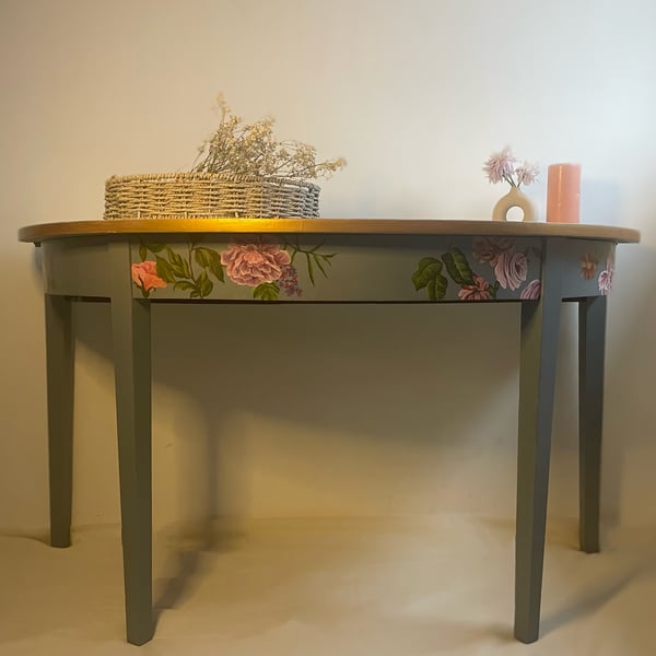 Half Moon Floral Hand Painted Table 