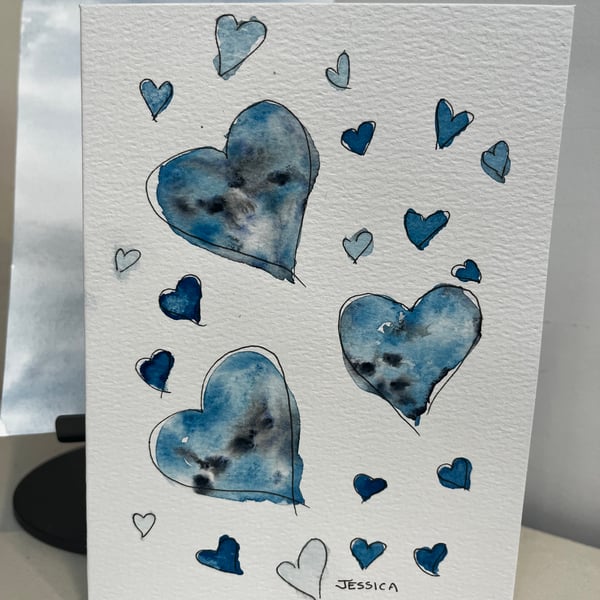 Blue hearts abstract
