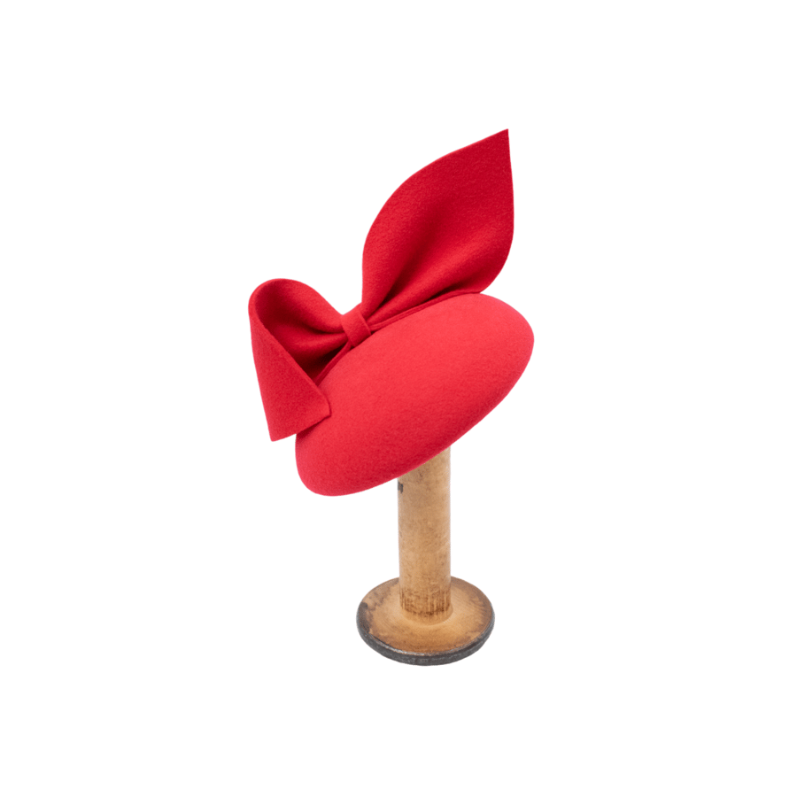 Red Felt Fascinator Hat - Womens Wedding, Races Headpiece