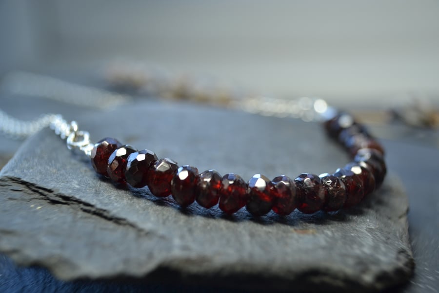 Garnet and sterling silver necklace