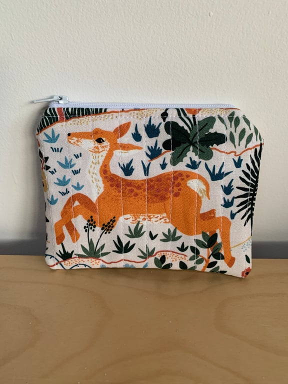 Deer Print Quilted Fabric Midi Purse