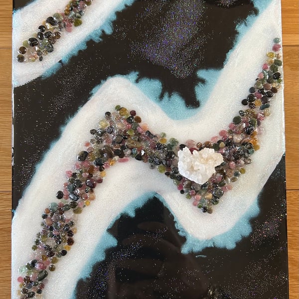 Abstract Wall Art with protruding crystals