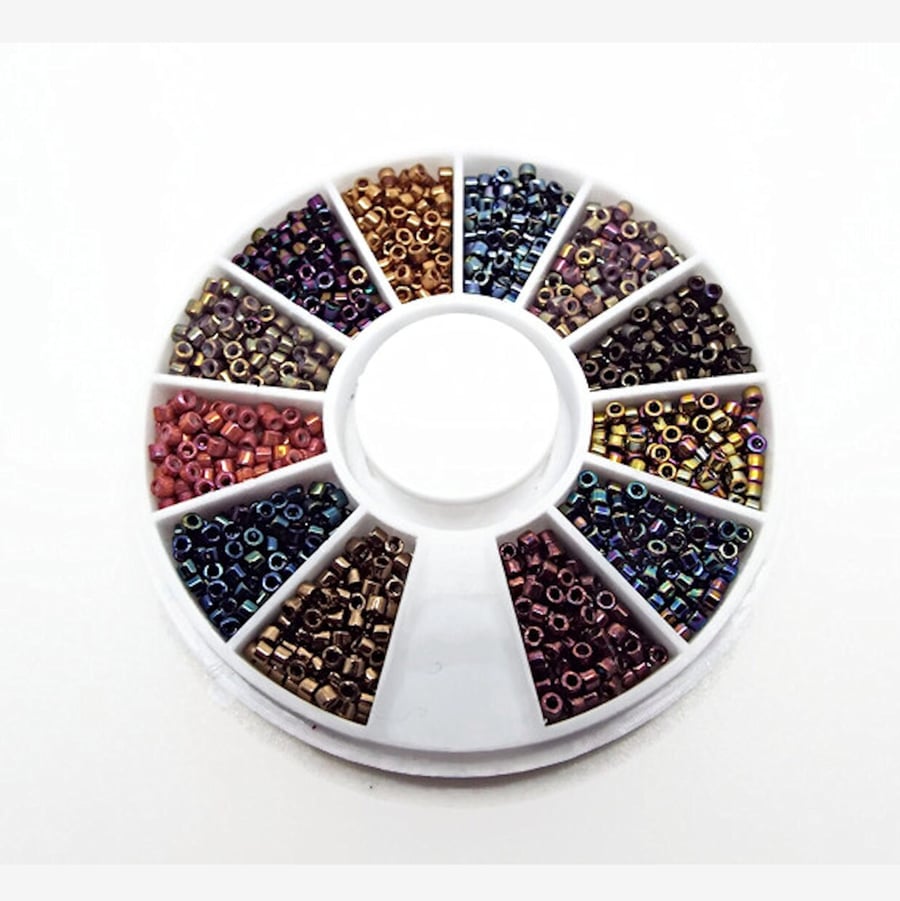 Miyuki Delica Metallics Seed Bead Wheel, 2400 Delicas in 12 Sections 200 of Each
