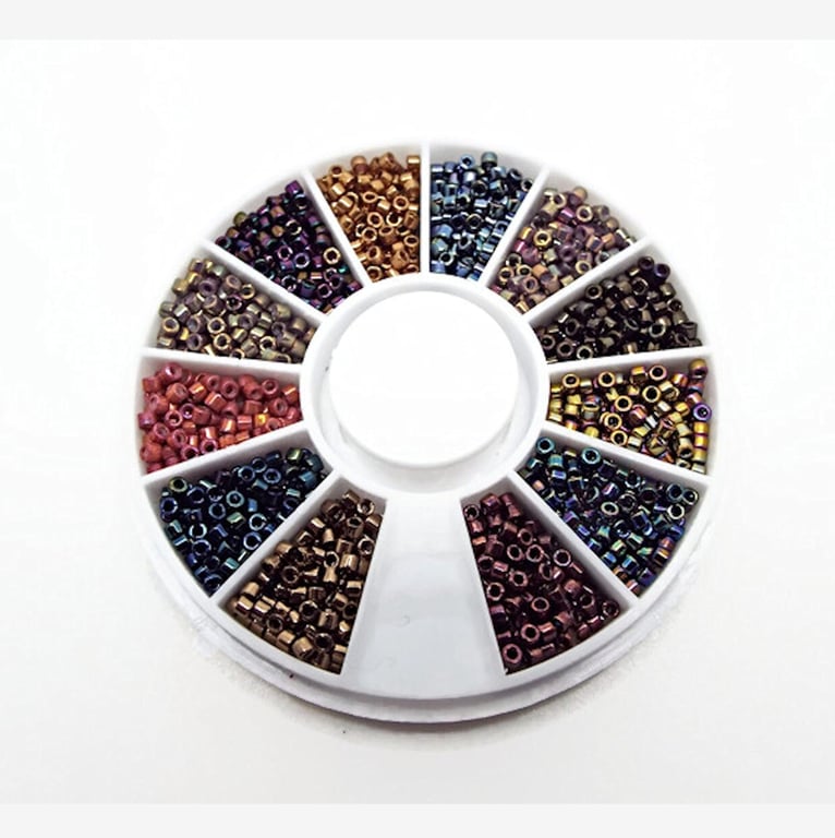 Miyuki Delica Metallics Seed Bead Wheel, 2400 Delicas in 12 Sections 200 of Each