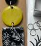 Beautiful Fern Drop Earrings in Green and Black - Image 3