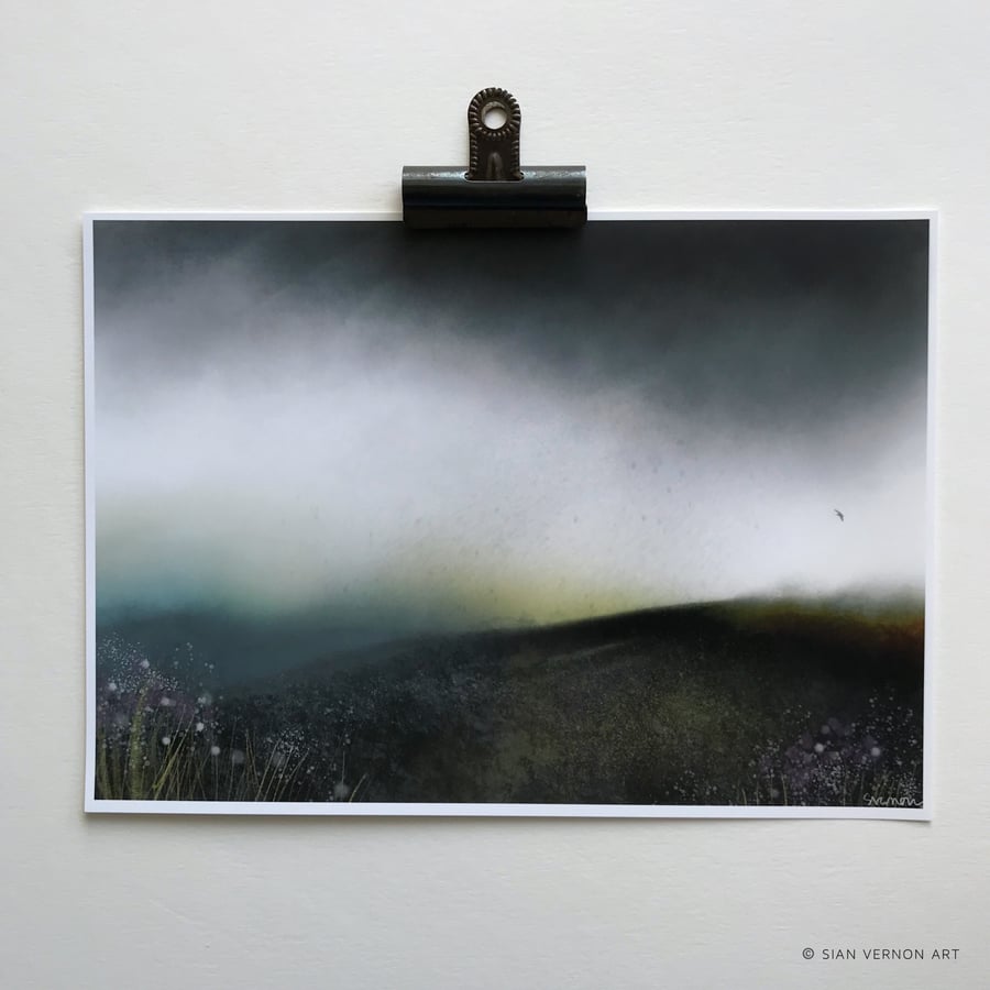 Dark Moorland Rain - Peak District landscape Art Print