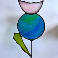 Stained glass everlasting thistle stem, gifts for gardeners