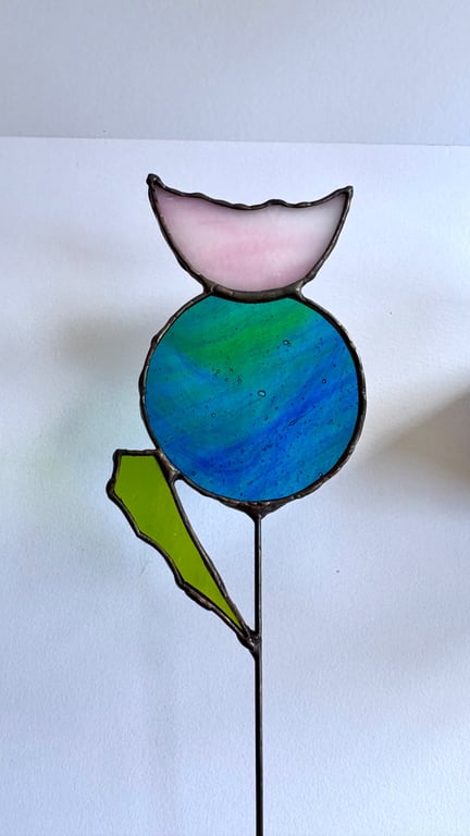 Stained glass everlasting thistle stem, gifts for gardeners